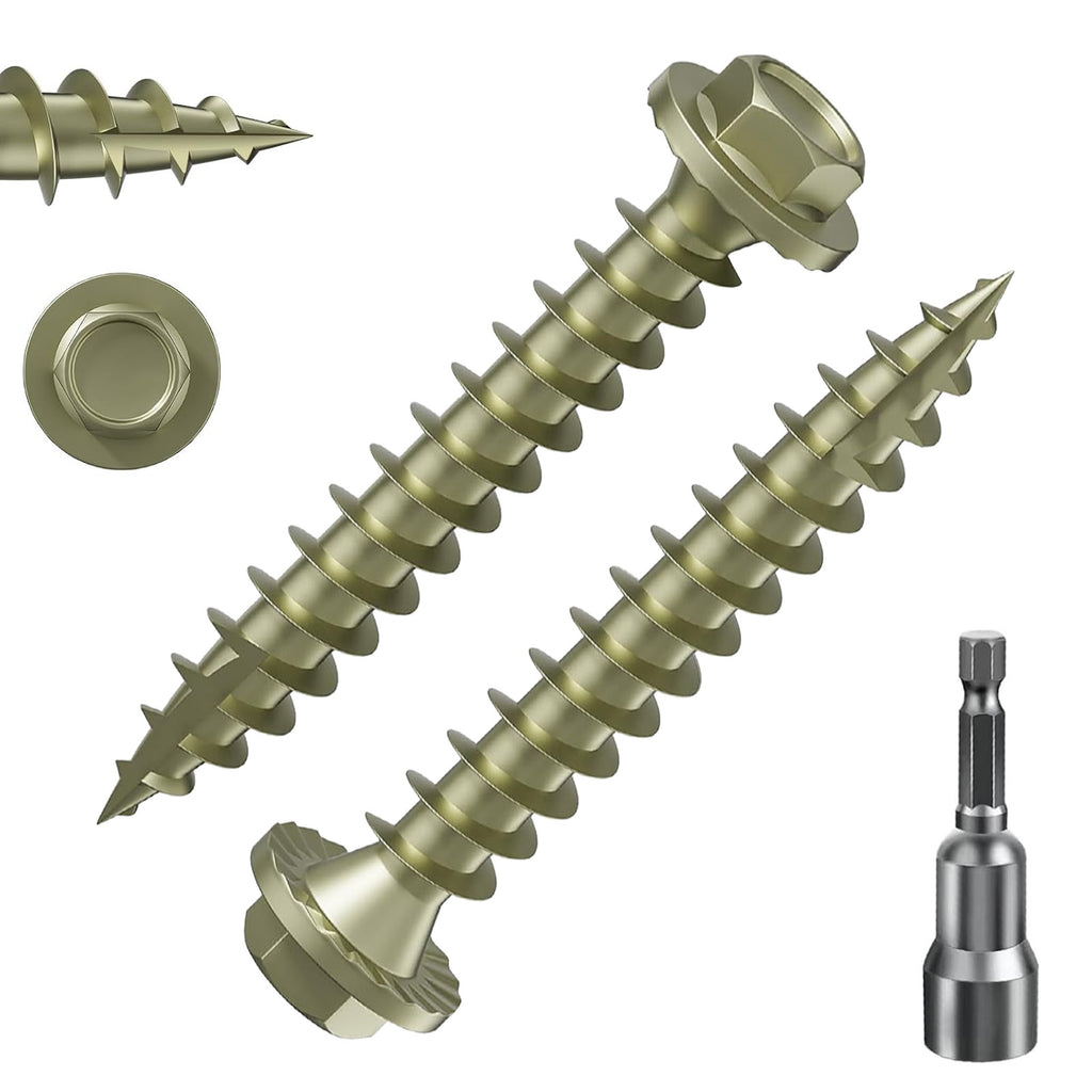 Hex Exterior Lag Screws,Structural Wood Screw, Heavy Duty Construction Screw, Rust Resistant, Washer Head, Black Coated Exterior Wood Screws