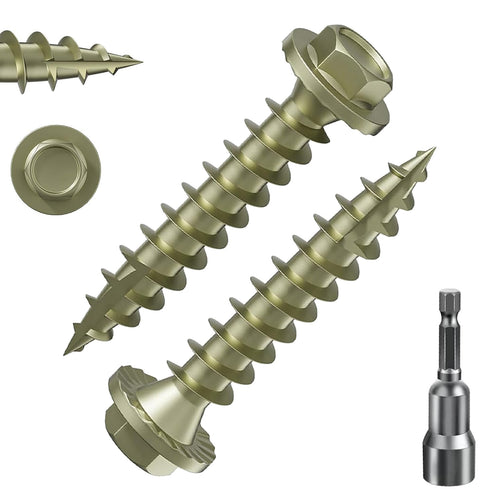 Hex Exterior Lag Screws,Structural Wood Screw, Heavy Duty Construction Screw, Rust Resistant, Washer Head, Black Coated Exterior Wood Screws