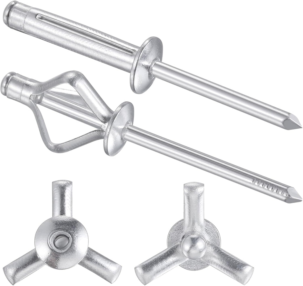 Wensilon Tri-Fold Rivets Assortment，Tri Grip Rivets，Aluminum Blind Rivets Tri Grip Boat Kayak Rivets,Trifold Rivets，Bulb Style Rivets
