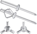 Wensilon Tri-Fold Rivets Assortment，Tri Grip Rivets，Aluminum Blind Rivets Tri Grip Boat Kayak Rivets,Trifold Rivets，Bulb Style Rivets