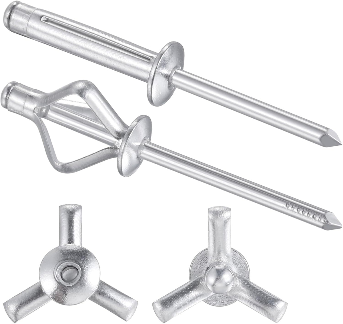 Wensilon Tri-Fold Rivets Assortment，Tri Grip Rivets，Aluminum Blind Rivets Tri Grip Boat Kayak Rivets,Trifold Rivets，Bulb Style Rivets