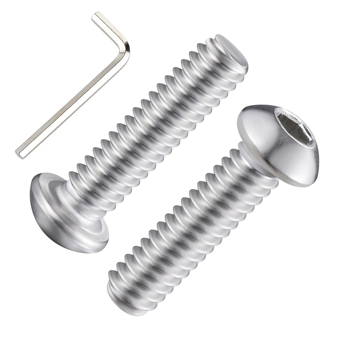Wensilon  Button Head Socket Cap Bolts Screws, Allen Hex Drive, Bright Finish, Fully Machine Thread