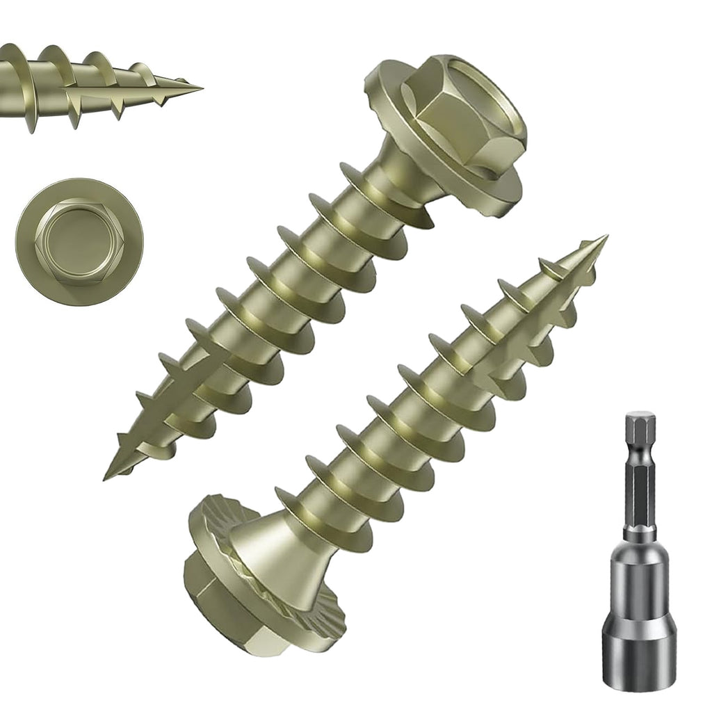 Hex Exterior Lag Screws,Structural Wood Screw, Heavy Duty Construction Screw, Rust Resistant, Washer Head, Black Coated Exterior Wood Screws