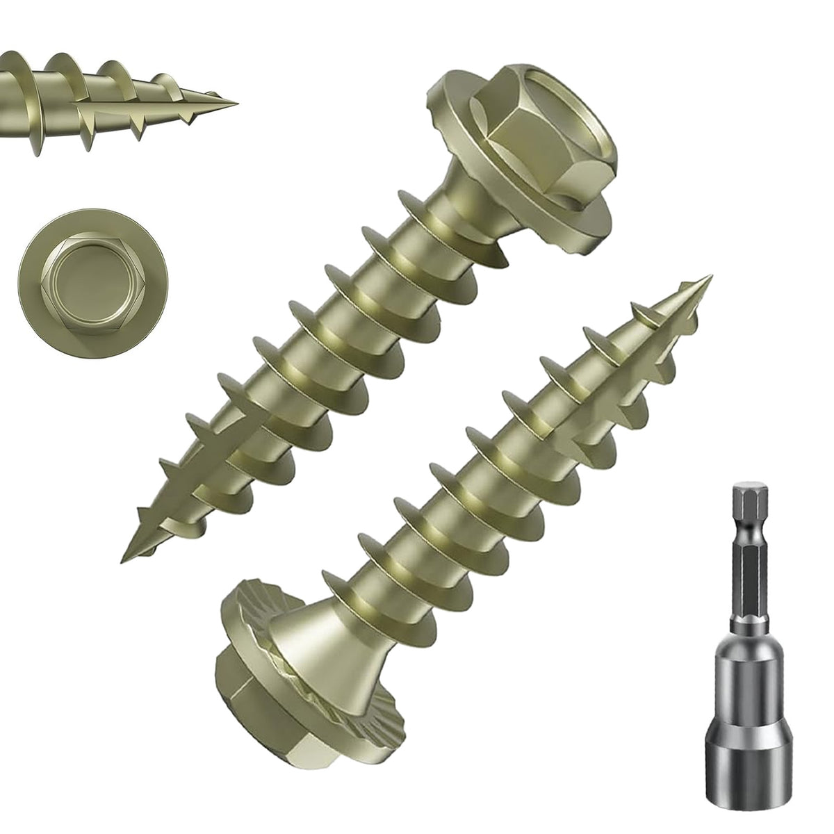 Hex Exterior Lag Screws,Structural Wood Screw, Heavy Duty Construction Screw, Rust Resistant, Washer Head, Black Coated Exterior Wood Screws