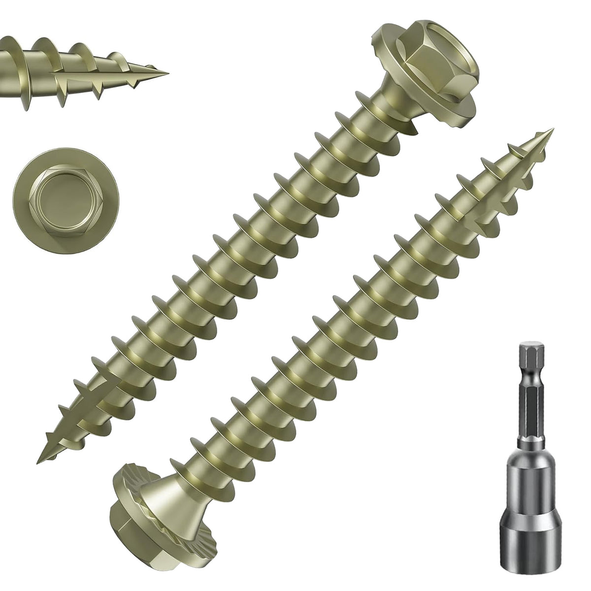 Hex Exterior Lag Screws,Structural Wood Screw, Heavy Duty Construction Screw, Rust Resistant, Washer Head, Black Coated Exterior Wood Screws