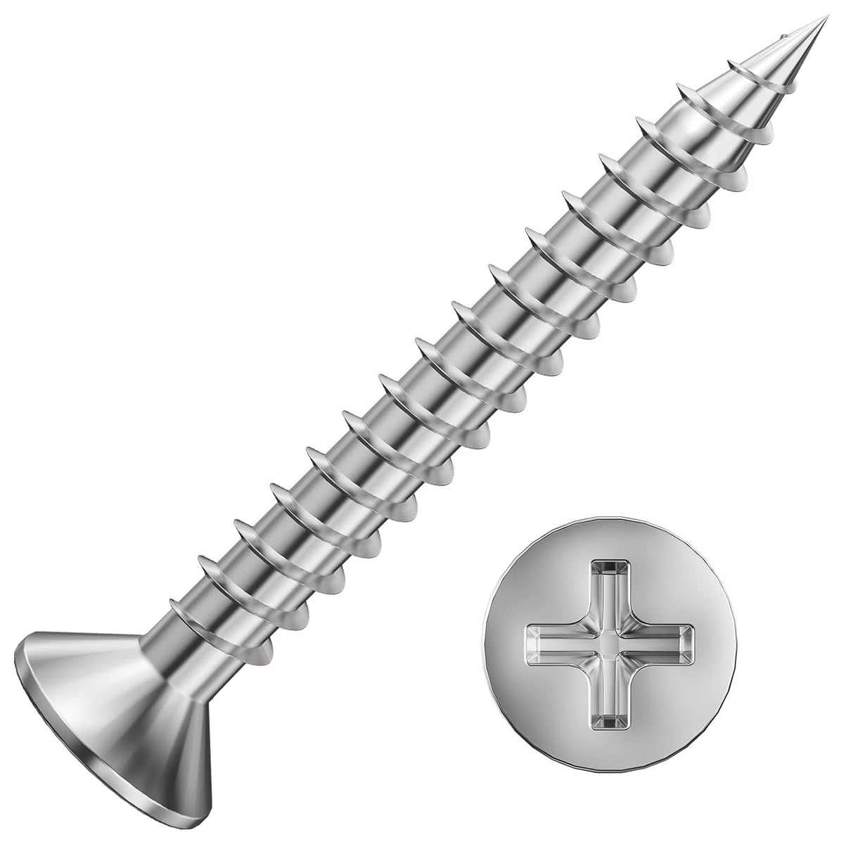 Wensilon Wood Screw Quick Metal Self Tapping Flat Head