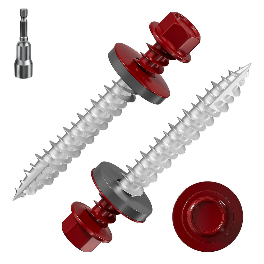 Wensilon  Gray hex Metal Sheet roof Screws, with Anti Rust Coating, with EPDM Washer and hex self Tapping, Used for Metal to Wood, Corrugated Roofs
