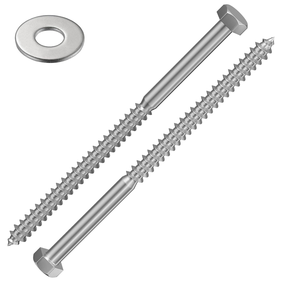 Wensilon Lag Screws Wood Screws，Hex Head Lag Bolts，Heavy Duty Lag Screws,304 Stainless Steel Bolts 18-8