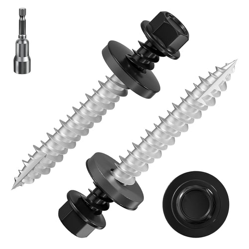 Wensilon  Gray hex Metal Sheet roof Screws, with Anti Rust Coating, with EPDM Washer and hex self Tapping, Used for Metal to Wood, Corrugated Roofs