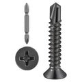 Wensilon Sheet Metal Self-Tapping Screws 410 Black Stainless Steel Flat Head High-Strength Quick self-Drilling Screws