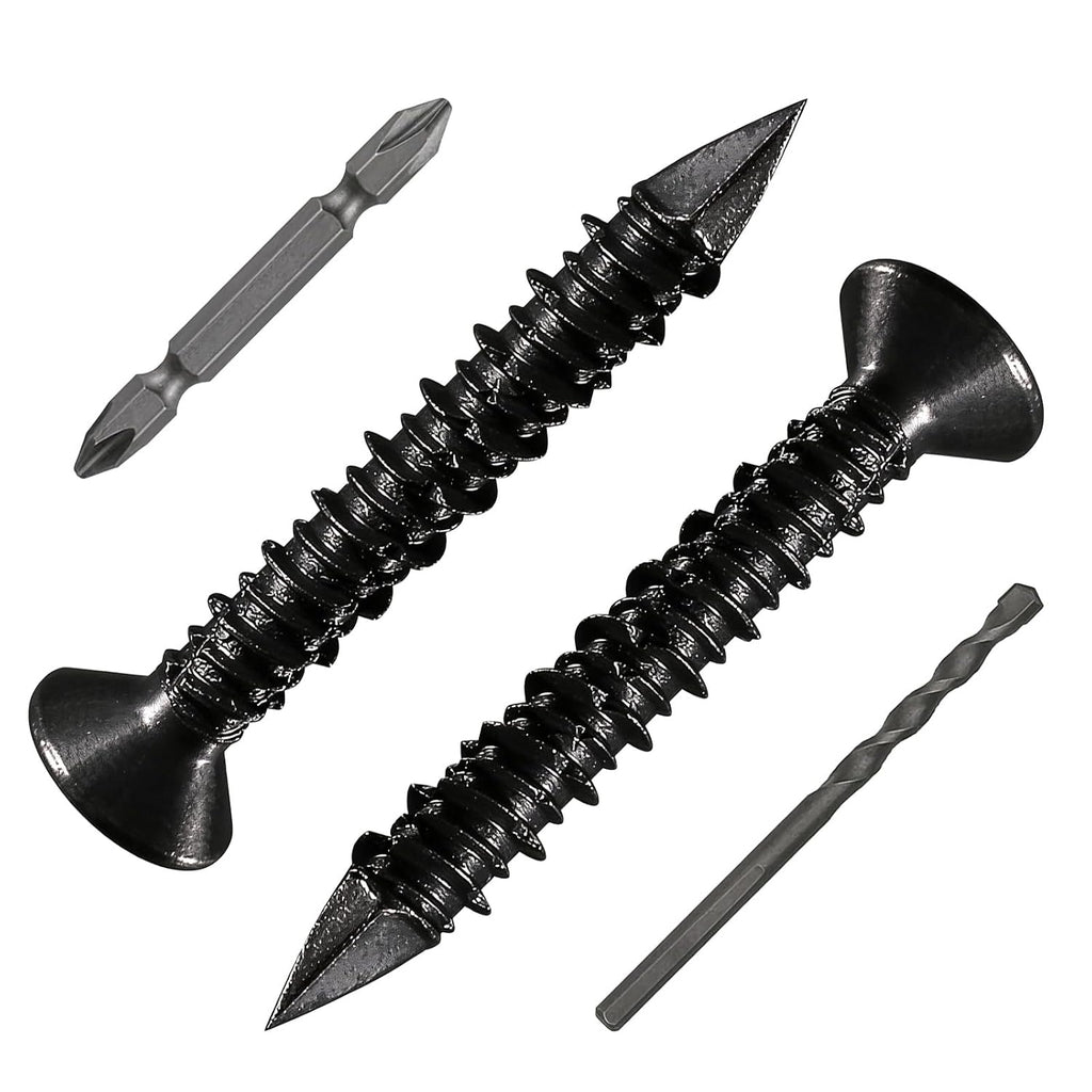 Wensilon Concrete Screw Anchor Flat Head for Anchoring to Masonry, Block or Brick Stucco