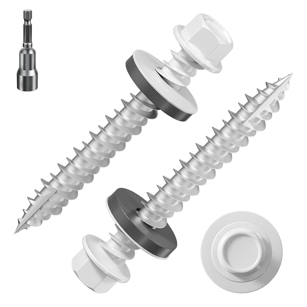 Wensilon  Gray hex Metal Sheet roof Screws, with Anti Rust Coating, with EPDM Washer and hex self Tapping, Used for Metal to Wood, Corrugated Roofs