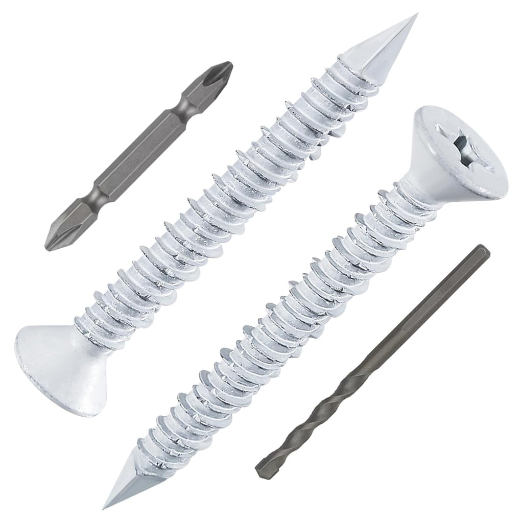Wensilon Concrete Screw Anchor Flat Head for Anchoring to Masonry, Block or Brick Stucco